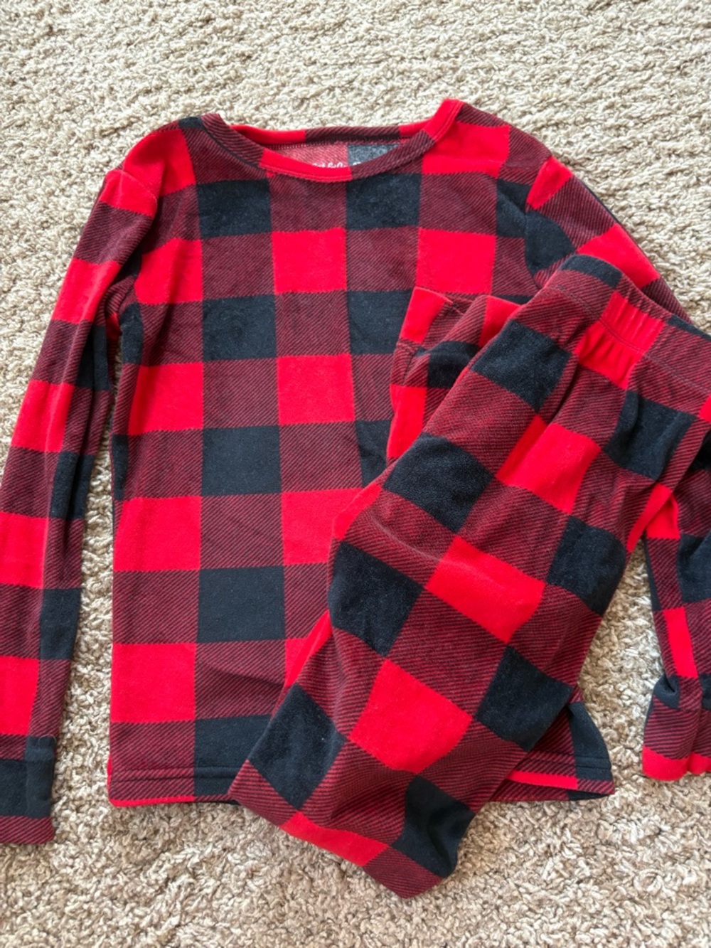 Cat & Jack Red and Black Buffalo Plaid Kids Pajama Set
